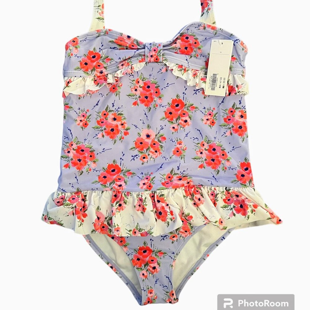 NWT Janie and Jack Floral Ruffle One-Piece Swimsuit – Size 12